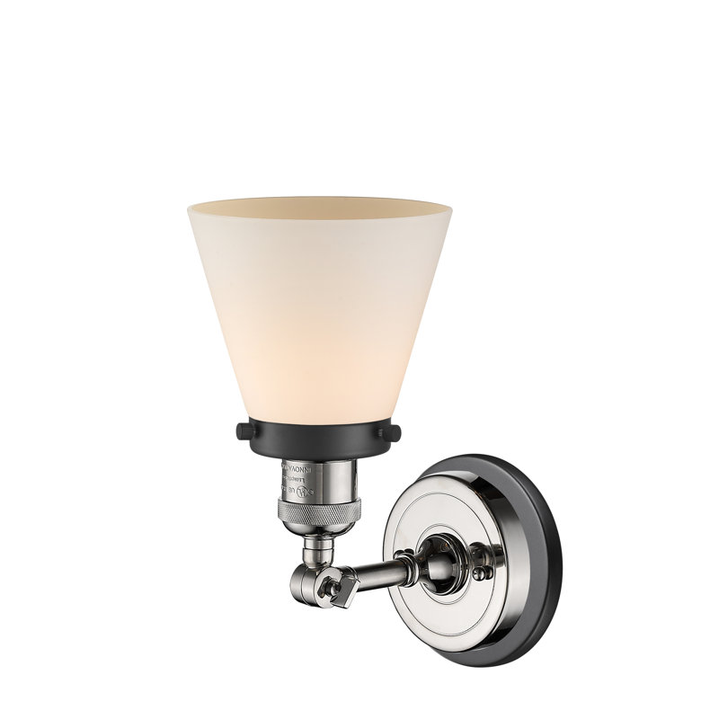 Jaoquim Armed Sconce, Polished Nickel/Matte Black, Matte White