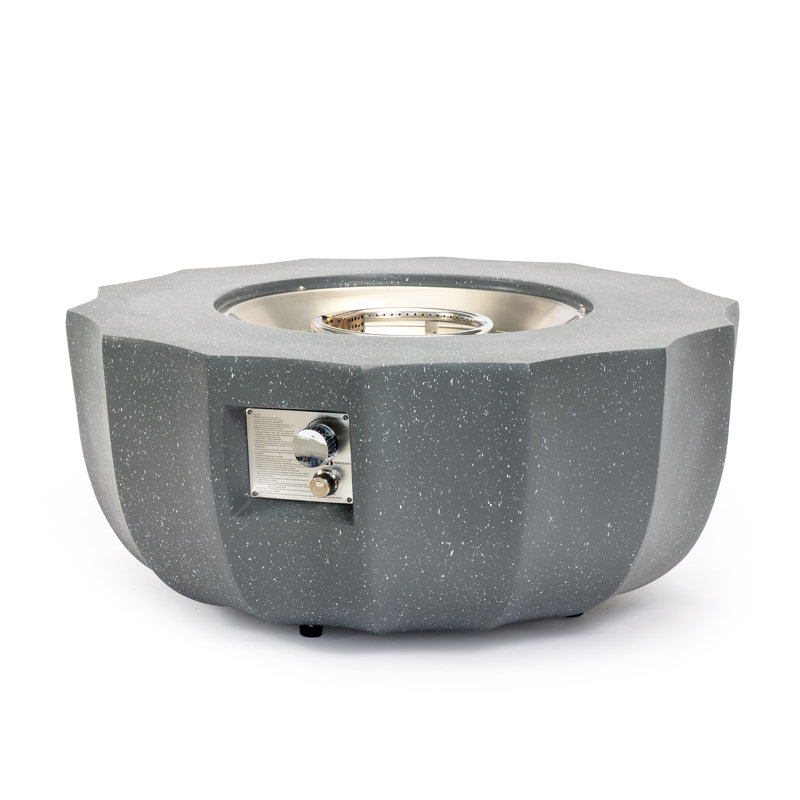 Table de foyer d'extérieur au gaz en béton 36 po 3600 BTU, Gris
