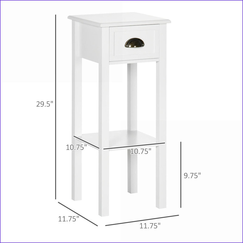 White 2-Tier Coffee Table with Drawer &amp; Shelf for Living Room, Space-Saving Storage