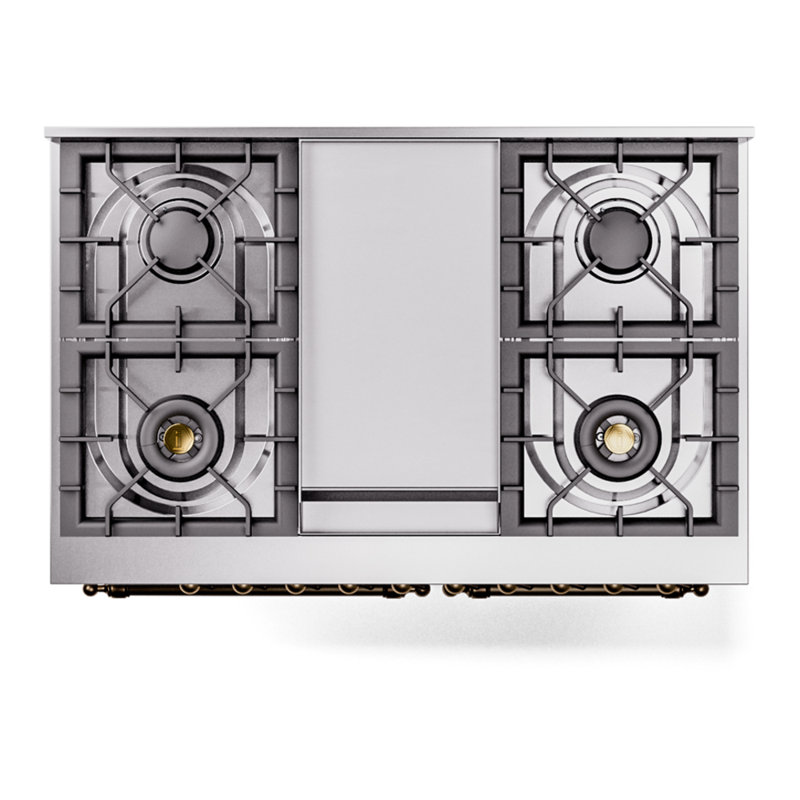 ILVE Nostalgie II 40 in Dual Fuel Range, Natural Gas, Antique White/Bronze