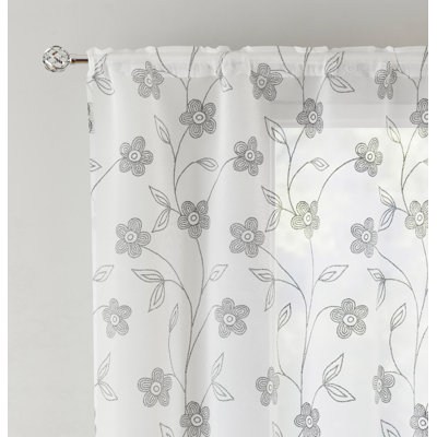 Roanoke Polyester Sheer Rod Pocket Curtain Pair
