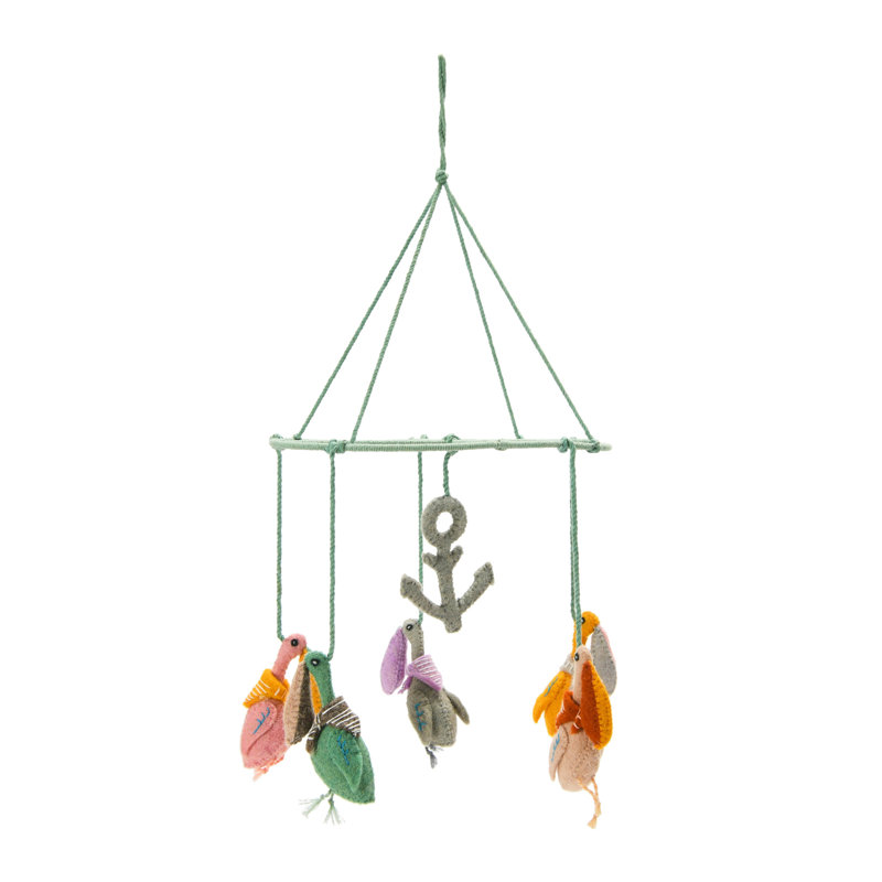 Wool Felt Pelican Mobile with Anchor