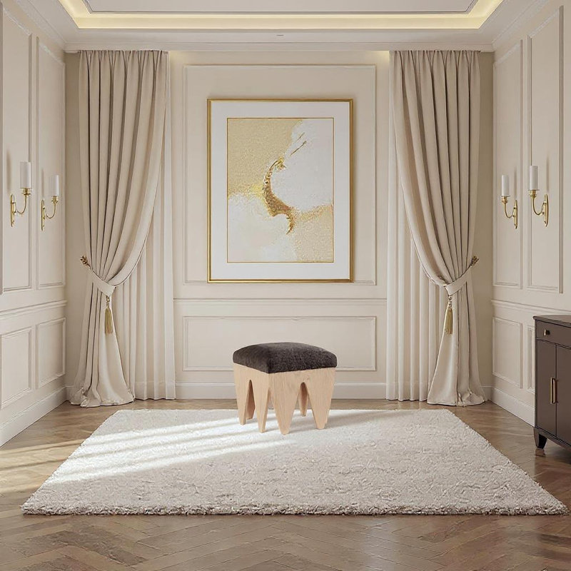 Banc en tissu Altair, Naturel, Velours brun