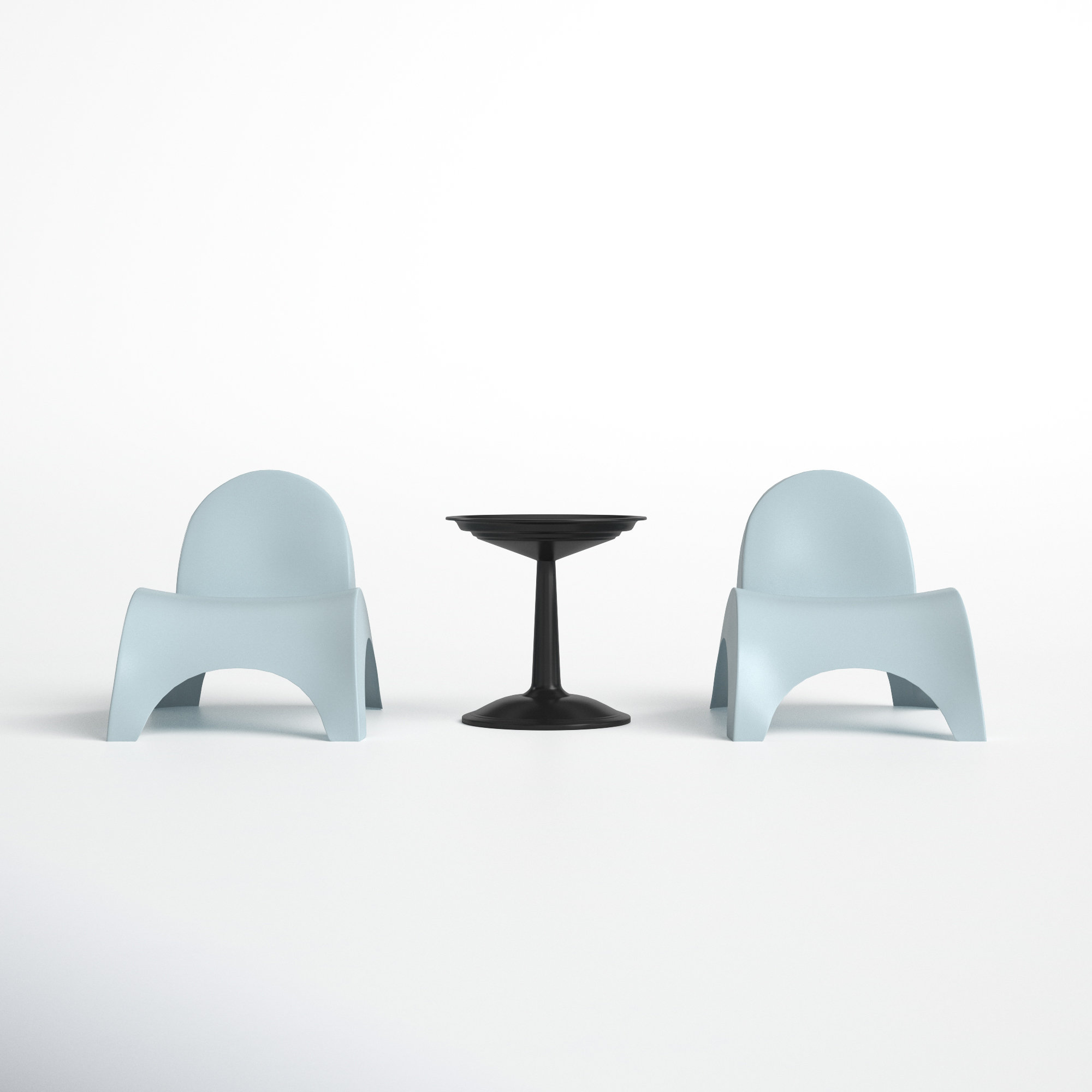 Ameswood Plastic Chaise Lounge Set with Table, Blue/Black