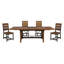 Table de salle à manger industrielle et rustique 1 pièce avec placage, extension, support en métal, 6 sièges