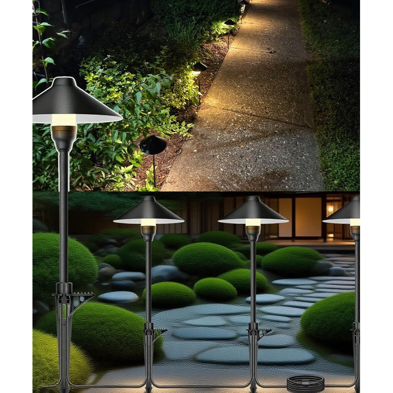 Éclairage de sentier basse tension avec minuterie, éclairage de paysage à brancher IP65, homologué ETL, DEL blanc chaud 3000K, ensemble de 4 lumières de jardin non câblées faciles à installer