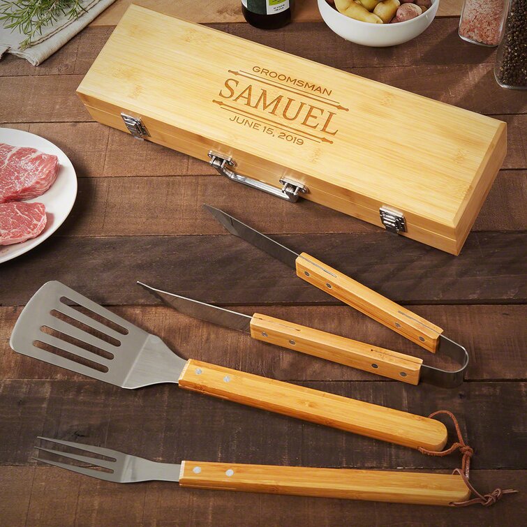 Personalized Grill Tool Set Engraved BBQ Tools Husband Gift Dad