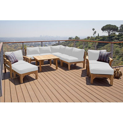 Monterey Teak 7 - Person Patio Conversation Set with Sunbrella® Cushions