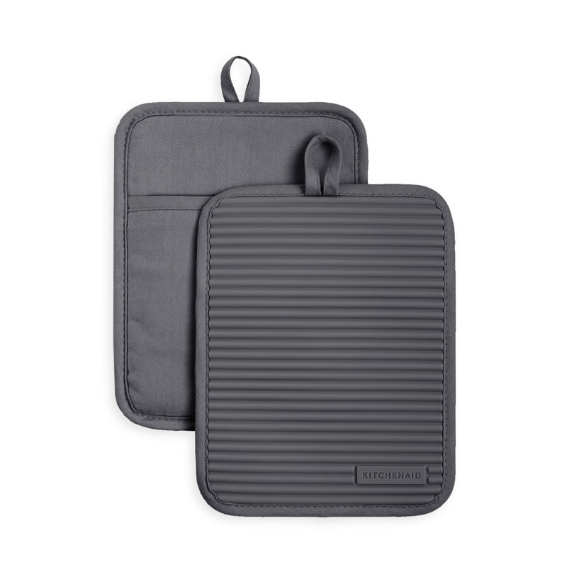 KitchenAid Ribbed Soft Silicone Potholder, Charcoal Gray