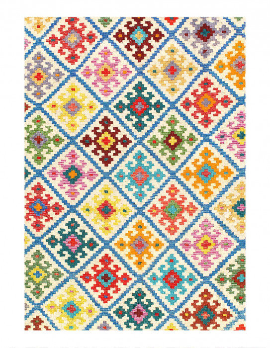 Tapis à tissage plat unique 5 pi 11 po x 7 pi 7 po Mier