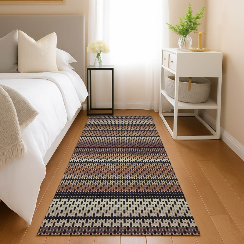Tapis à rayures intérieur / extérieur lavable à la machine ACN2427, Tapis de couloir 2 pi 3 po x 7 pi 6 po