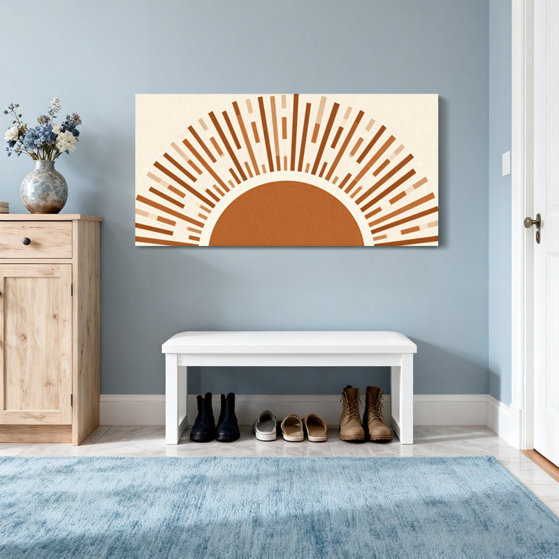 Motif tendance de soleil levant avec des tons chauds de terre, H 20 po x l 40 po