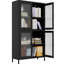 Bibliothèque en métal à 4 tablettes avec revêtement thermolaqué pour bureau - Vitrine noire