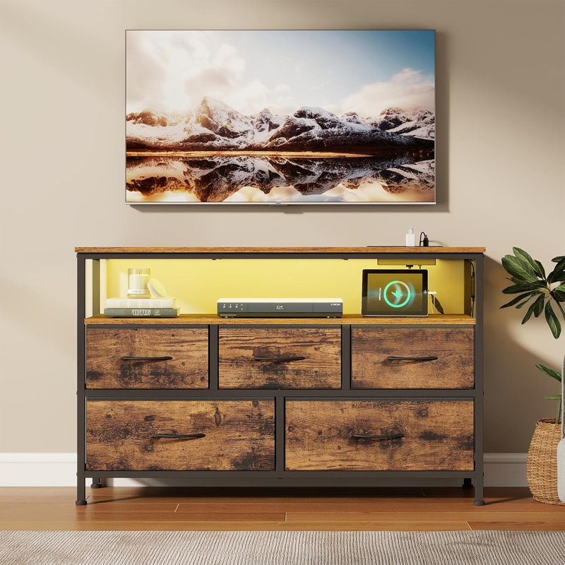 98.7cm W 5 - Drawer Chest of Drawers, Brown