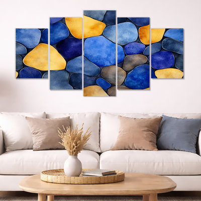 «Ethereal Reverie Of Coastal Stones I - Stone Geode», art mural 5 pièces