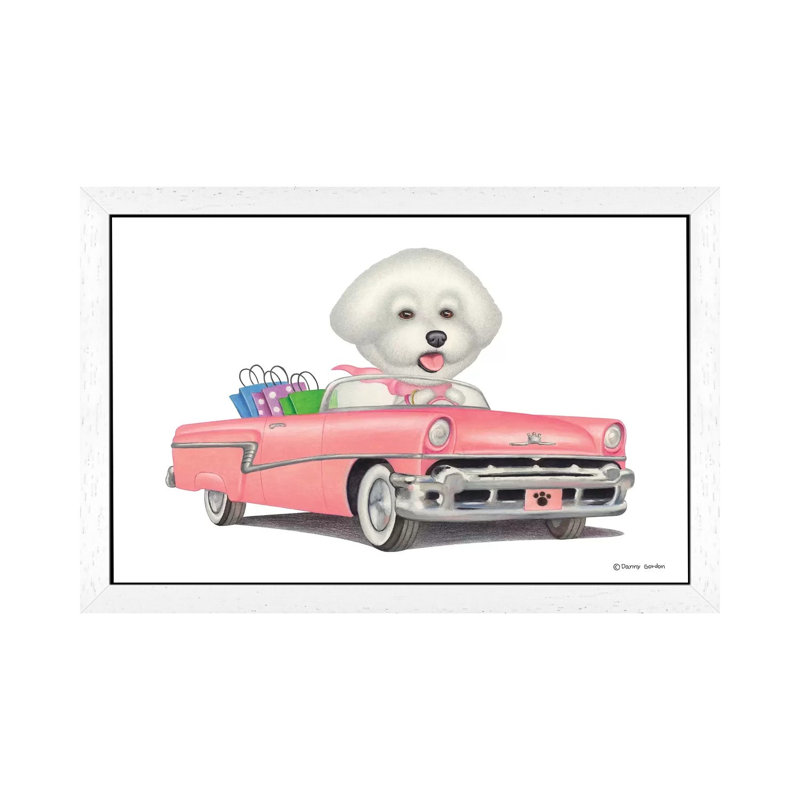 Bichon Frise - Print on Canvas, 66.04 cm H x 45.72 cm W, White Framed