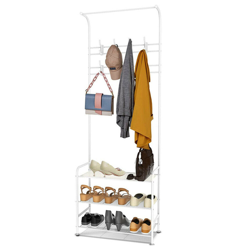 Colclough 63.5 cm W Hall Tree with Shoe Storage, White