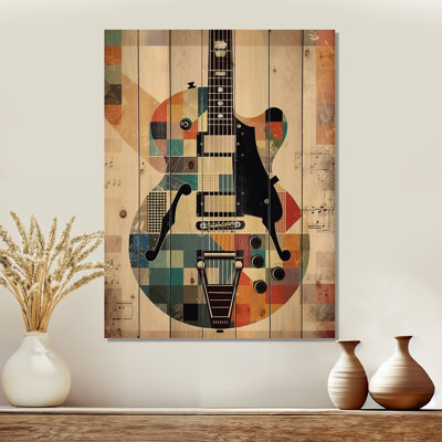 Cubisme de guitare - décor de bois musical sur bois de pin naturel