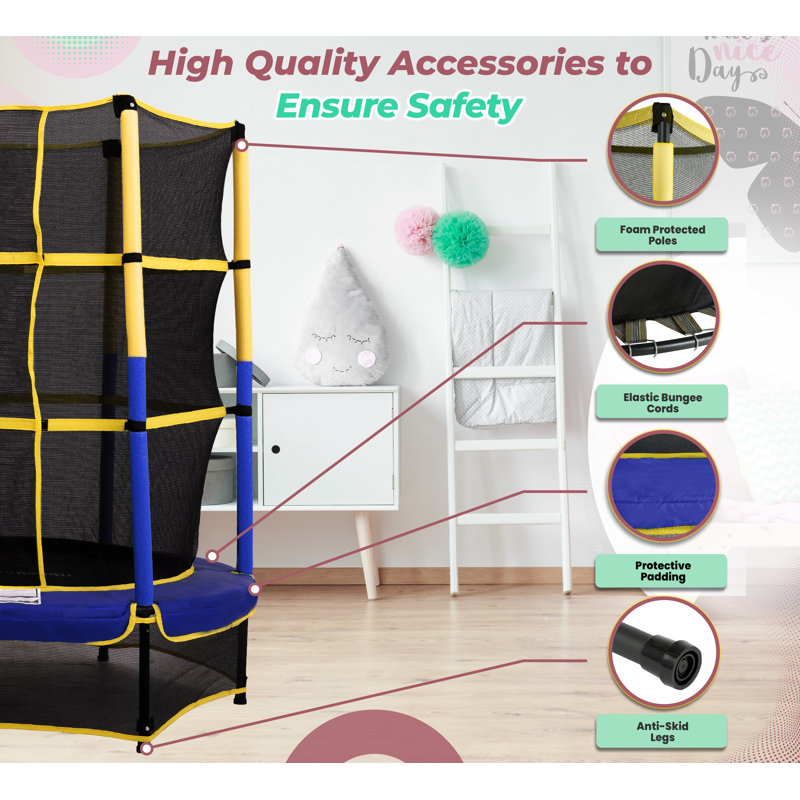 Machrus Upper Bounce 55" Kiddy Trampoline & Enclosure Set - Easy Assembly