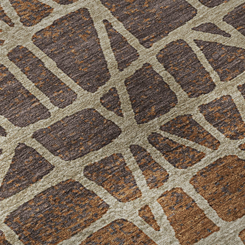Tapis abstrait lavable à la machine de qualité supérieure Mayfield AMF2404, 3 pi x 5 pi, Copper