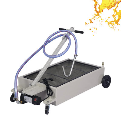 20-Gallon Low-Profile Oil Drain Pan with 110V High-Flow Pump, Heavy-Duty Mobile Used Oil Drain Tank with Folding Handle, Locking Wheels & Filter Screen for Truck, SUV Oil Changes