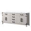 Meuble-lavabo double 72 po x 22 po, chêne blanc, comptoir en quartz, espace intérieur 72 po Coiffeuse en chêne avec plateau et deux tiroirs, fermeture en douceur