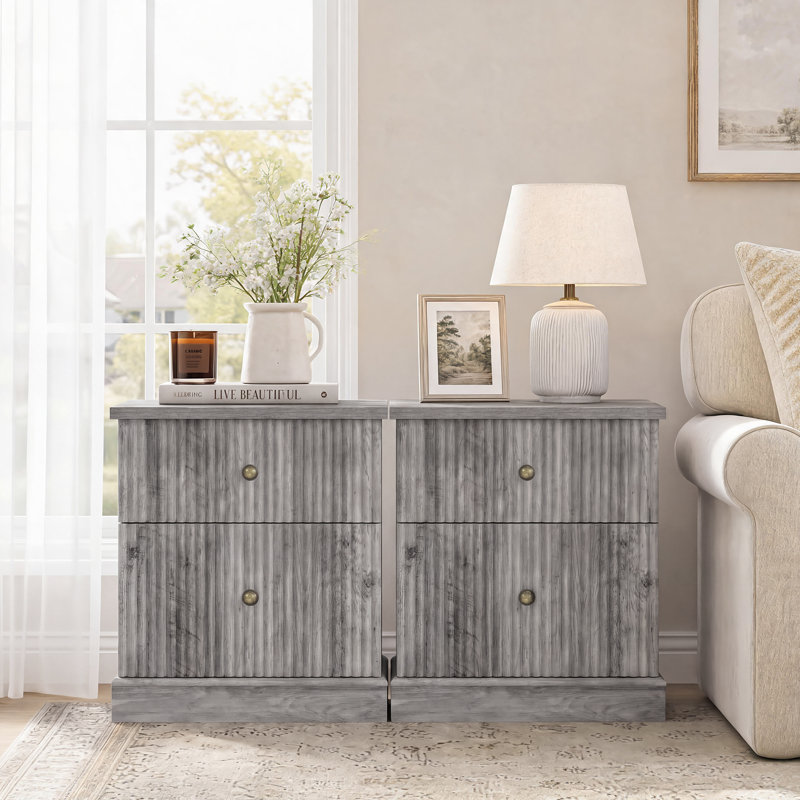 57.7 cm W Bedside Table, Grey