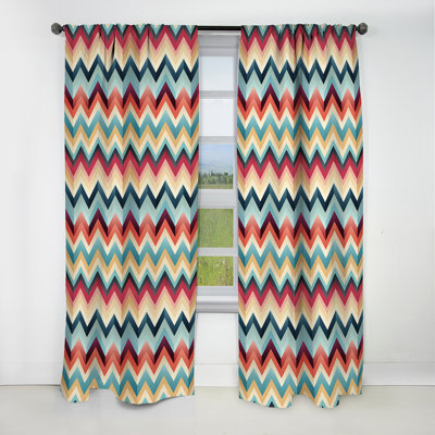 Soft Color Vintage Multicolor Chevron II - Chevron Curtain - Blackout Curtain - 1 Panels