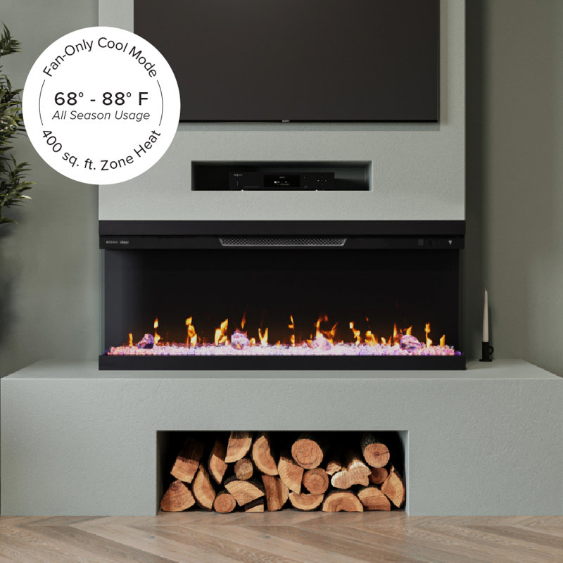 Modern Ember Aerus Skyline Linear Multi Sided Smart Electric Fireplace - Alexa & Google Asst, 20.3” H x 50” W x 7.7” D  