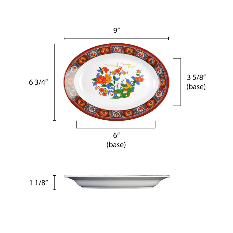 Thunder Group Inc. Peacock Melamine Platter, 1.1" H x 9" W x 6.75" D