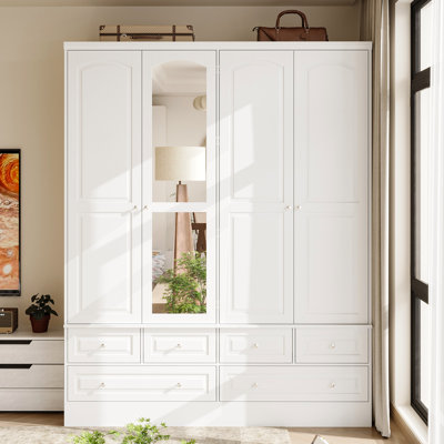 4-Door 6-Drawer Wardrobe With A Large Mirror