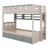 Castle Style Bunk Bed With 2 Storage Drawers, Wood Kids Bunk Bed Frame With Open Shelf And LED-1355625166-1355625161
