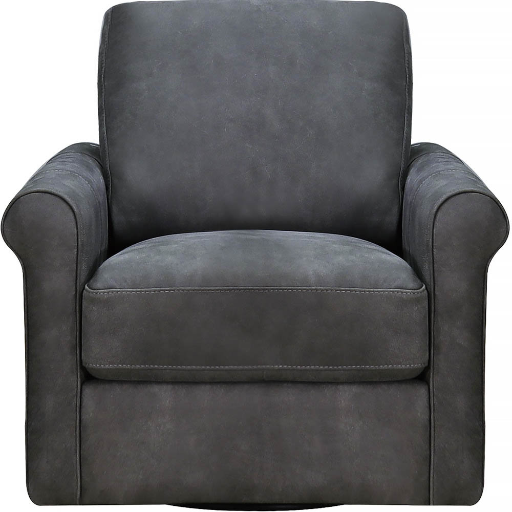 Mayoworth Top Grain Leather Swivel Chair, Brookfield Gray Genuine Leather