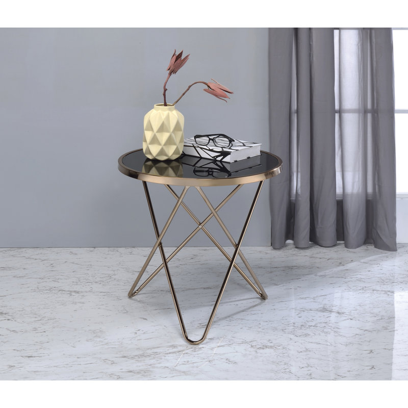 Table de bout, champagne et verre, Noir