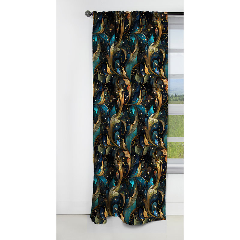 Futuriste motif cachemire fusion II - Rideau floral - Rideau occultant floral - 1 panneau, L 52 po x L 95 po