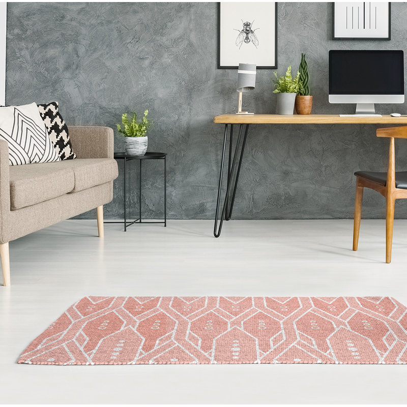 Tapis de zone rose en treillis à motif treillis, Rectangle 2 pi x 3 pi