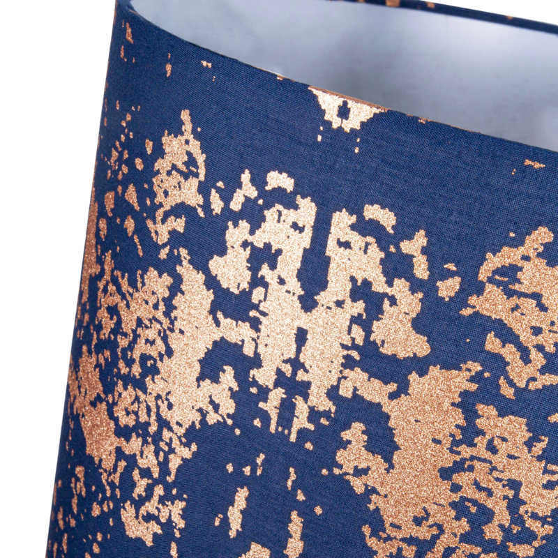 Modern Cotton Fabric Lamp Shade with Delicate Foil Decor for Table or Ceiling, Blue