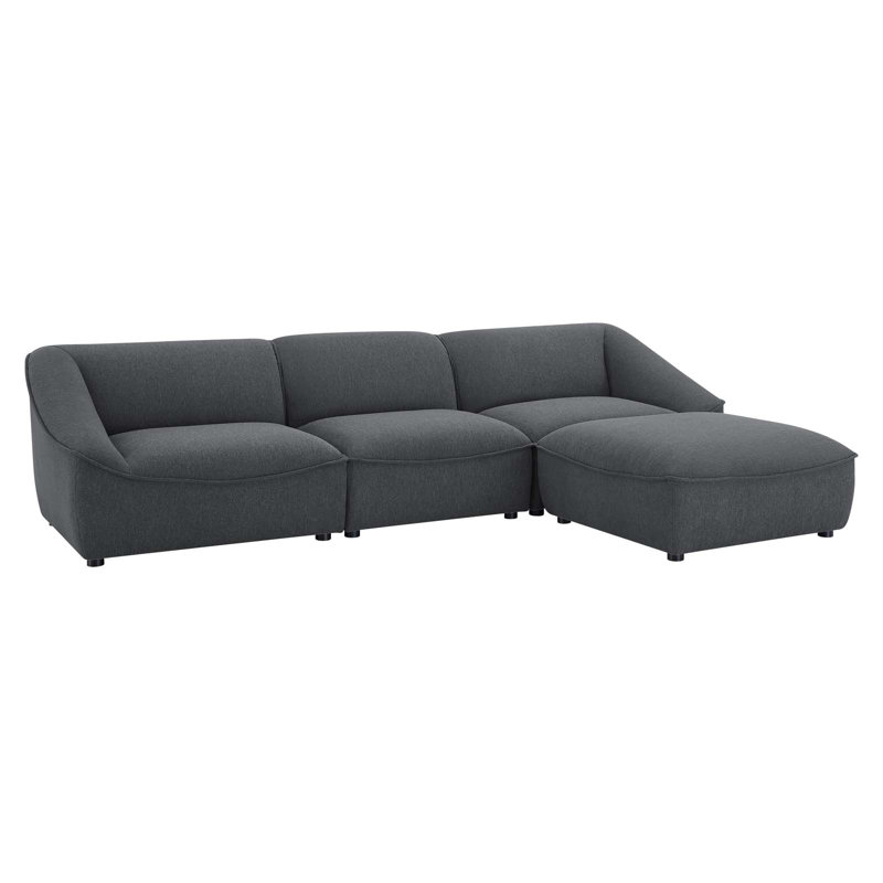 Ensemble de salon 4 pièces Comprise, 100 % polyester - gris anthracite