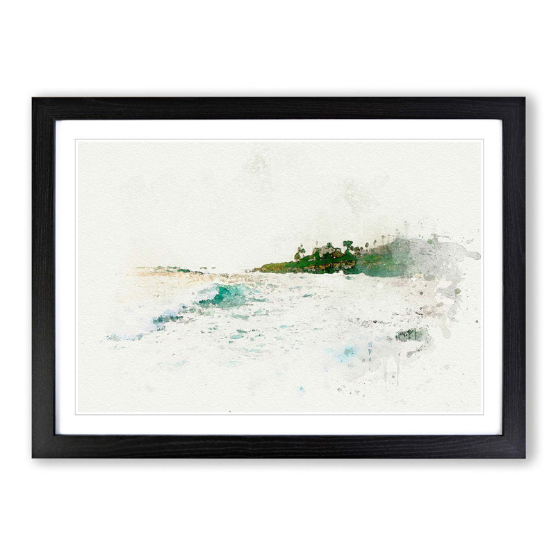 San Diego Seascape in Abstract - Picture Frame Graphic Art Print, 60cm H x 91cm W x 2cm D, Black
