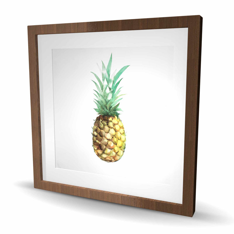 Watercolor Pineapple - Framed Matted Print for Kitchen Decor