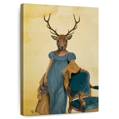 Cerf Brampt en robe bleue