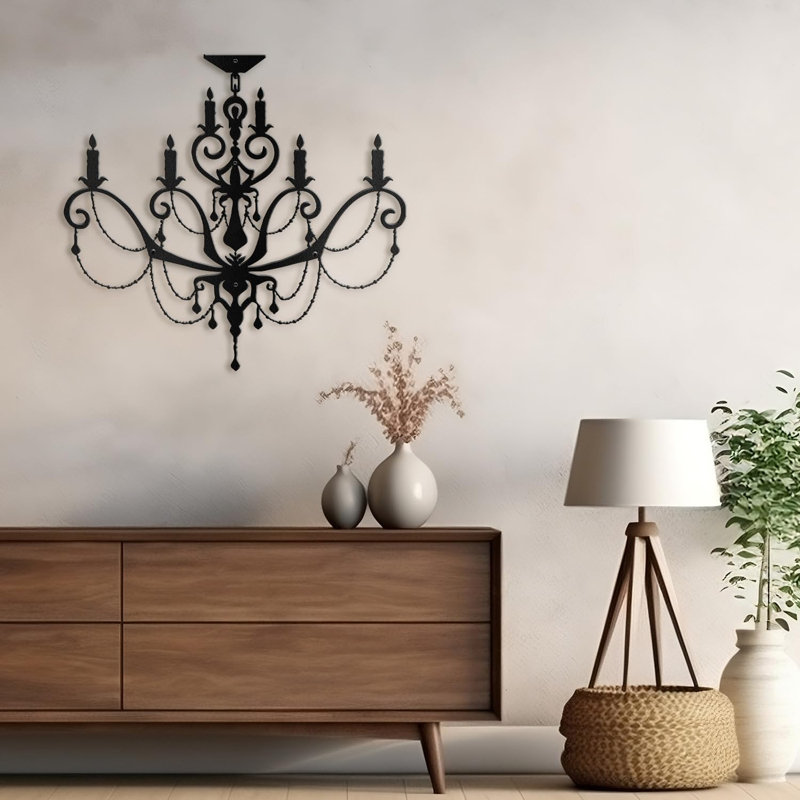 Décoration murale en métal, H 24 po x l 24 po x P 0,05 po, Noir