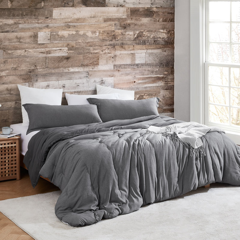 Cooling Lightweight Coma Inducer Oversized Comforter, Twin Extra Long Comforter + 1 Standard Sham, Glacier Gray