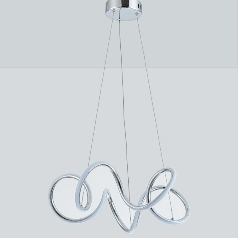 1 - Light LED Geometric Pendant, Polished Chrome