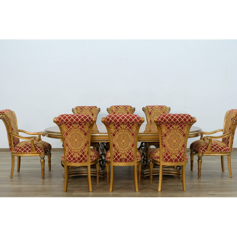 Valentinca 9 - Piece Extendable Solid Wood Dining Set, Red