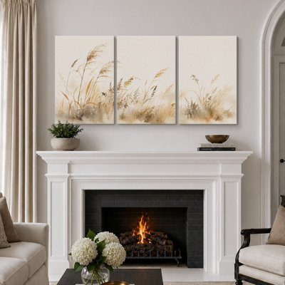 «Minimalist Pampas Grass Botanical Art», images de chambre à coucher, impression sur toile encadrée, 3 pièces, 16 po x 24 po x 3 pièces