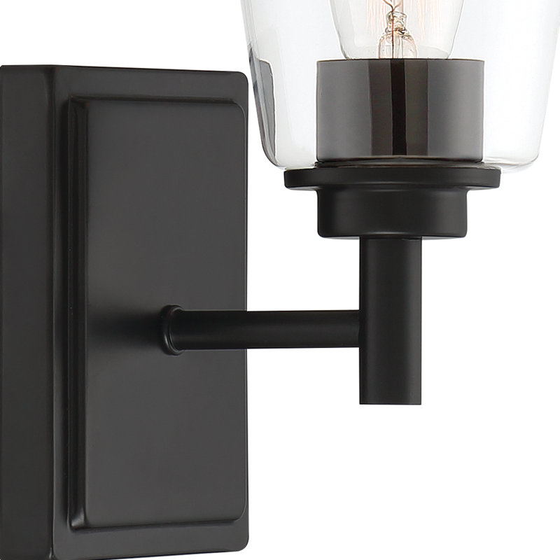 Lanning 1 Light Armed Wall Sconce, Matte Black