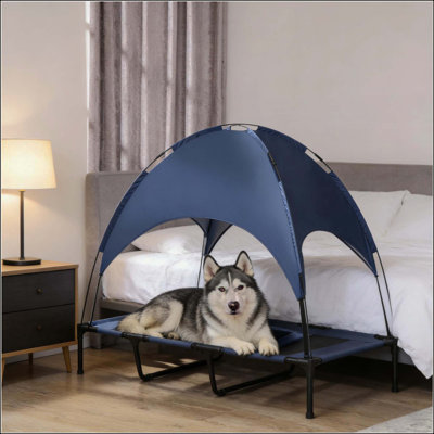 Lit de camp surélevé portable pour chien, pour utilisation durable et confortable à l'extérieur et à l'intérieur, facile à assembler et à nettoyer.