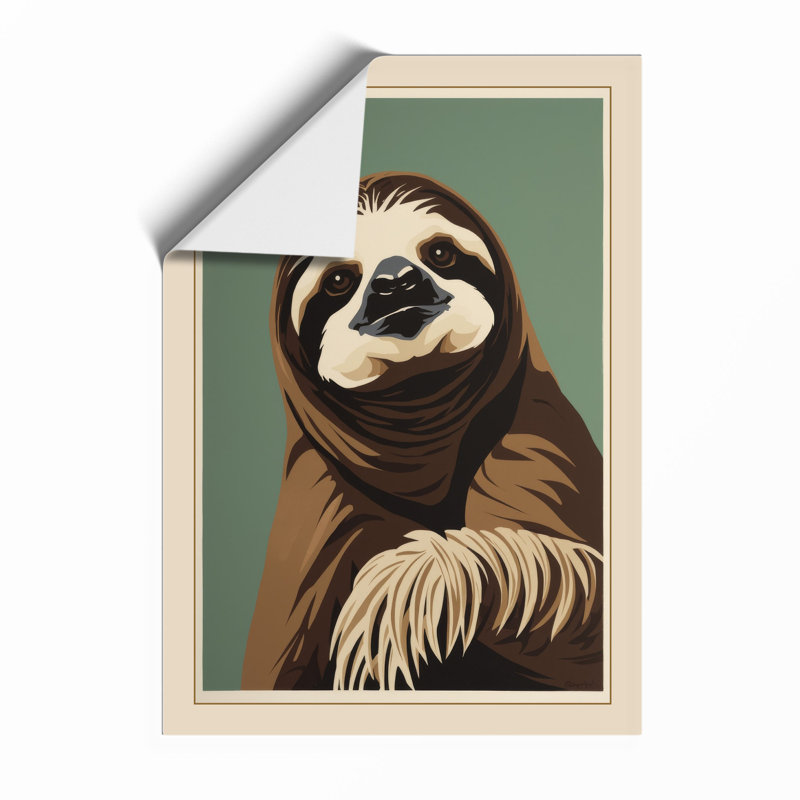 Thoughtful Sloth Boho - Framed Print, A1 - 84.1 x 59.4 cm, Unframed