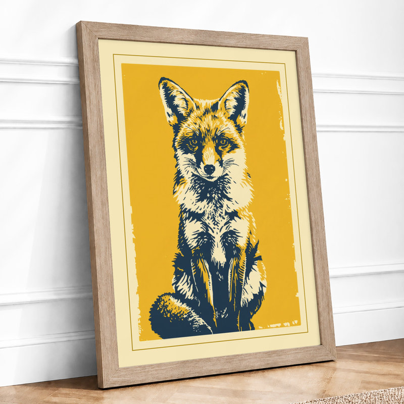 Fox in Repose Graphic - Framed Print, A1 - 84.1 x 59.4 cm, Oak